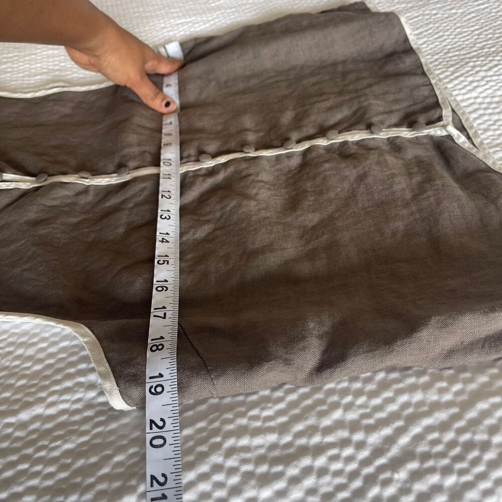 Tahari 100% Linen Sleeveless Button Front Top Grey White Trim Size M Boho Luxe - Picture 7 of 7